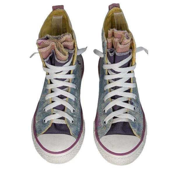 Converse All Star Chuck Taylor 651703F Hi Party Blue Paint Splatter Lace Youth 3 - Picture 2 of 9